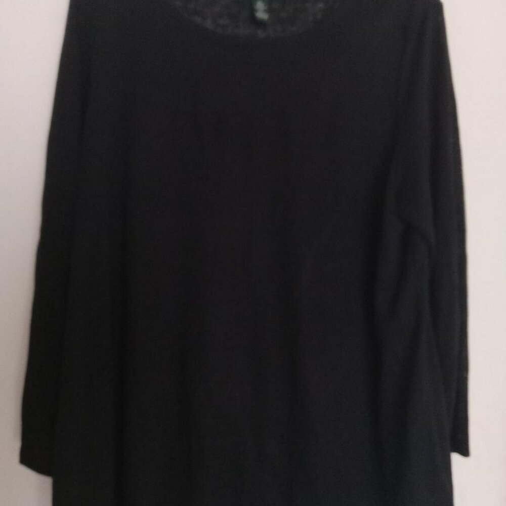 Lauren Ralph Lauren Black Linen Tunic Top Size XL